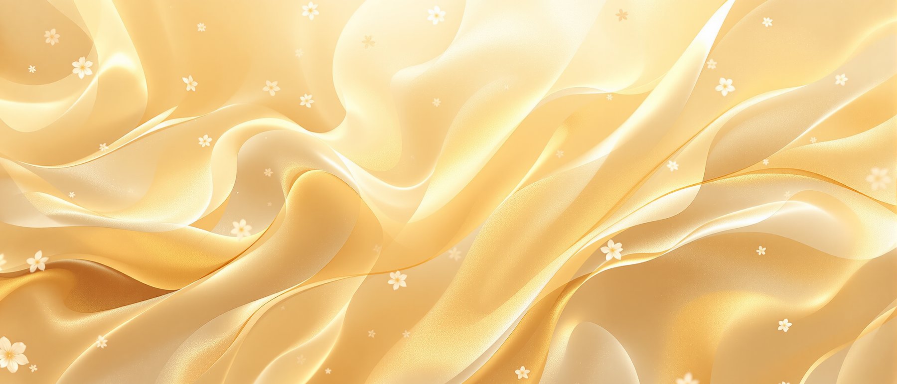 Wax Melts collection banner – golden fabric waves with small white flowers