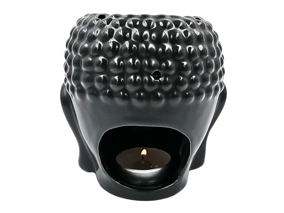 Buddha Head Burner – Black Ceramic (Wax & Oil)