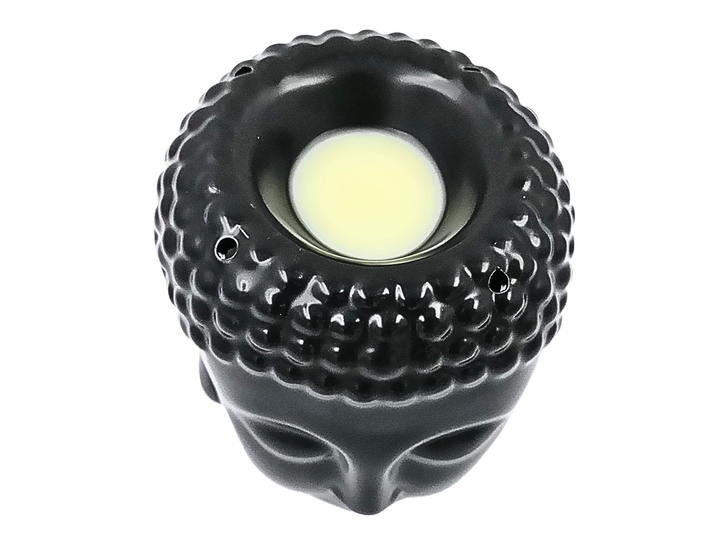 Buddha Head Burner – Black Ceramic (Wax & Oil)