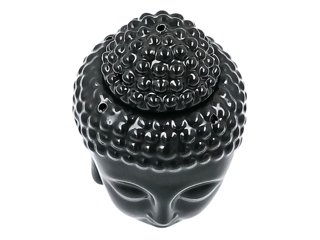 Buddha Head Burner – Black Ceramic (Wax & Oil)