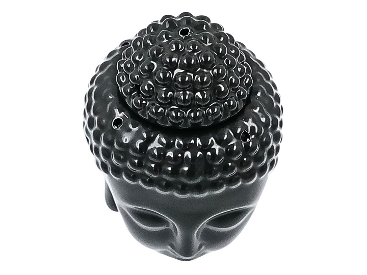 Buddha Head Burner – Black Ceramic (Wax & Oil)