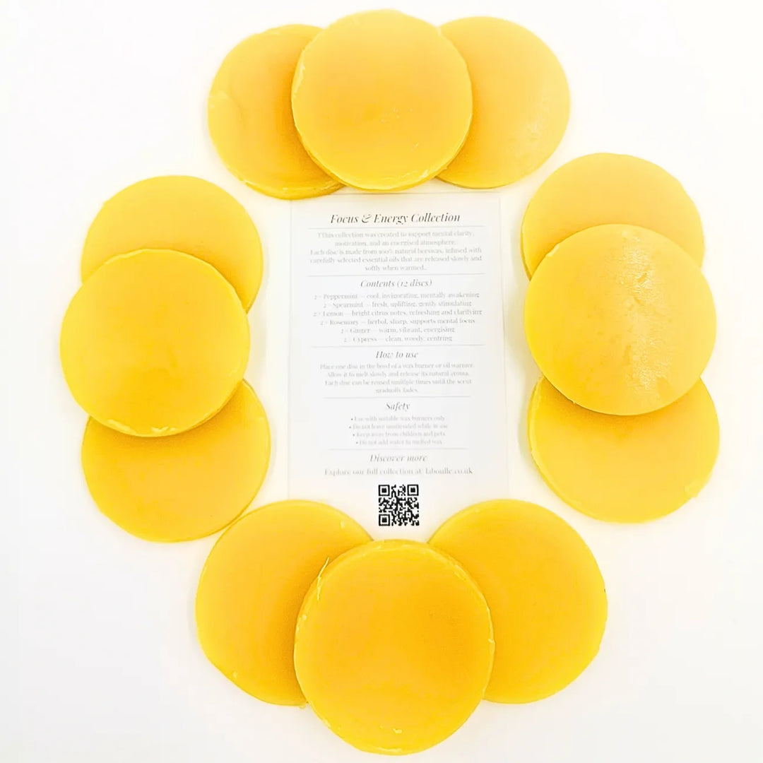 Focus & Energy Wax Melt Gift Set – Natural Beeswax Aromatherapy Discs
