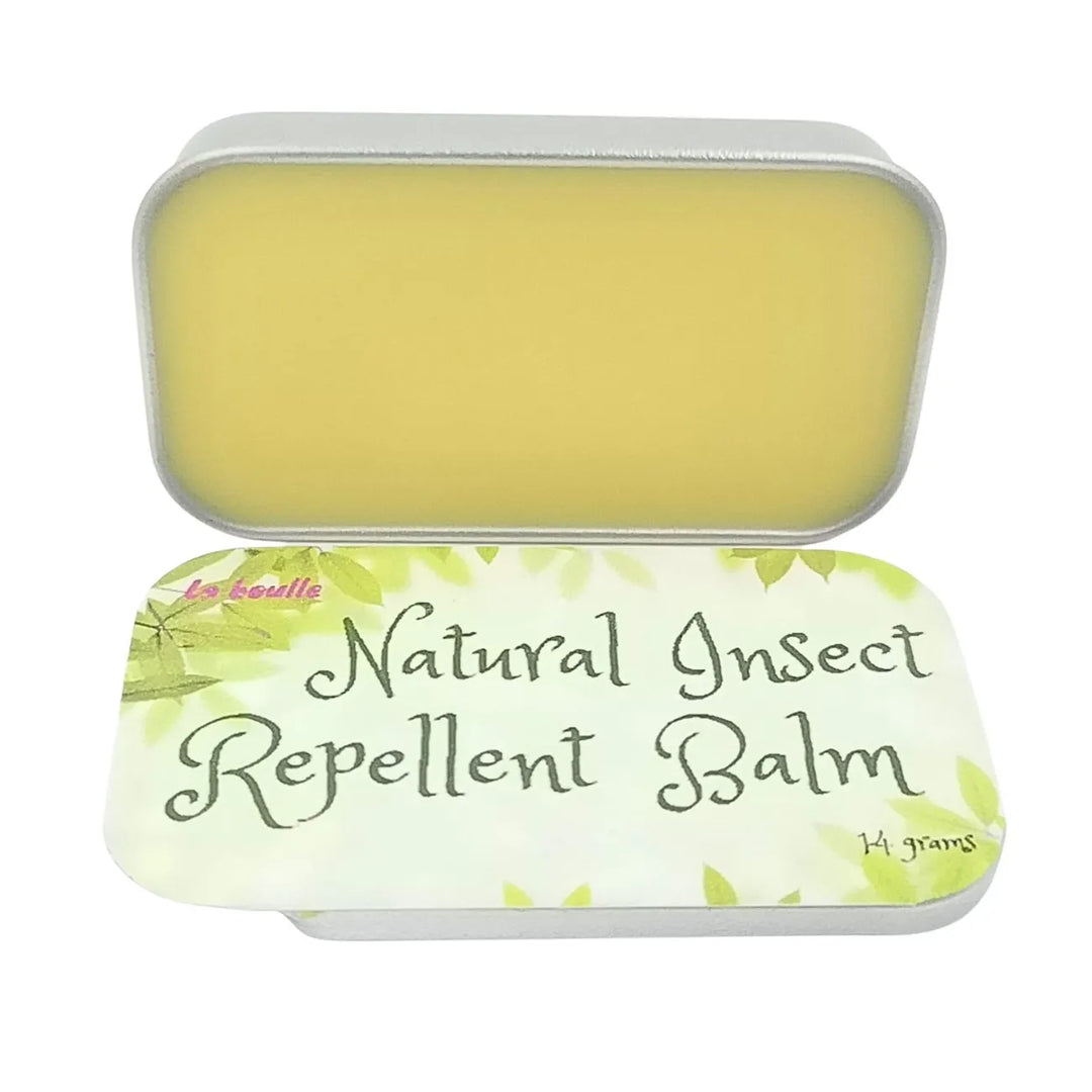 Natural insect repellent balm, La Boulle, on white background