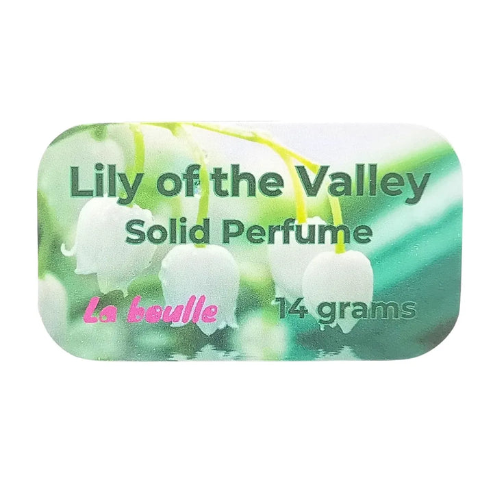 Lily of the Valley solid natural perfume balm, La Boulle, on a white background