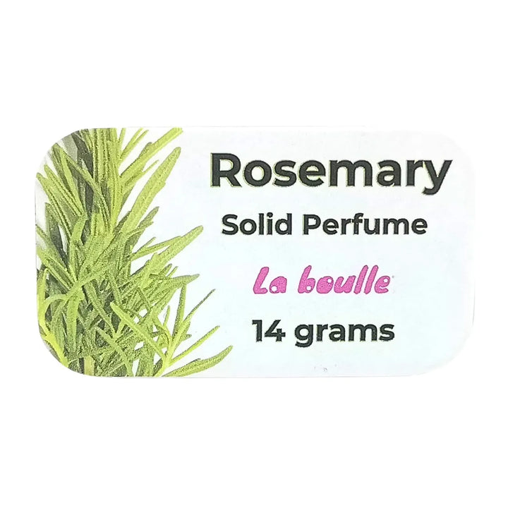 Rosemary solid natural perfume balm, La Boulle, on a white background