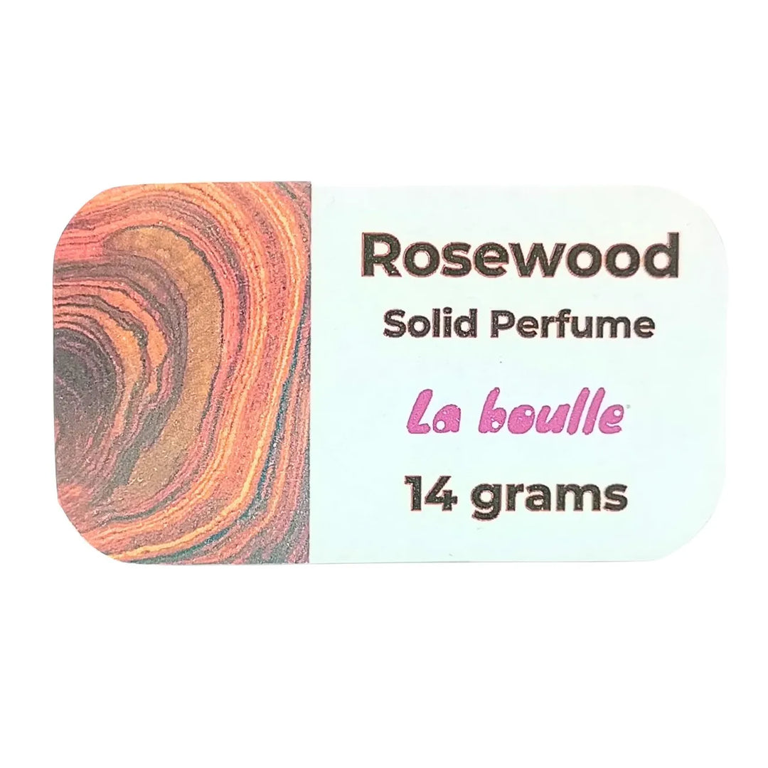 Rosewood solid natural perfume balm, La Boulle, on a white background